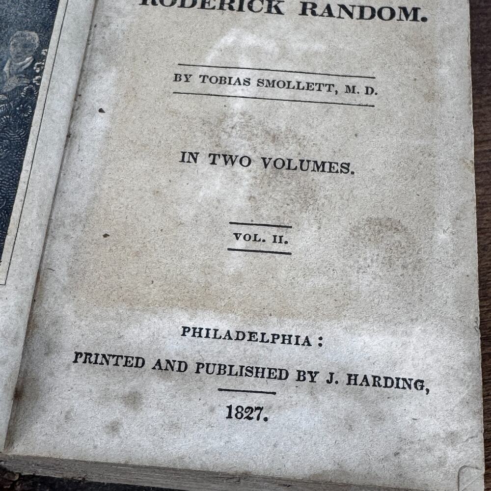 Antique 1827 Roderick Random Tobias Smollett Vol II J Harding Philadelphia - Picture 5 of 9
